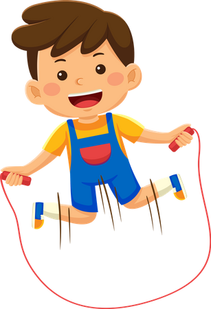 Menino brincando de pular corda  Ilustração