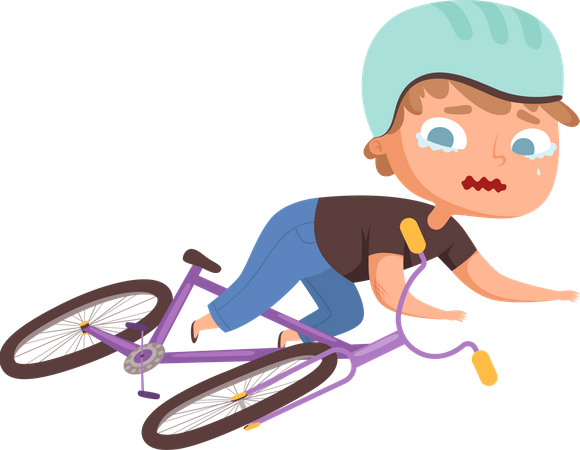 Menino caiu de bicicleta  Ilustração