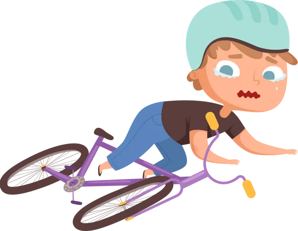 Menino caiu de bicicleta  Ilustração