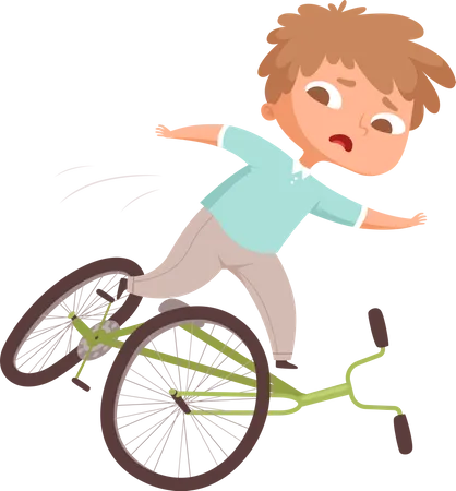 Menino caindo de bicicleta  Ilustração