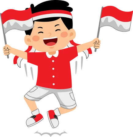Meninos Comemoram O Dia Da Independencia Da Indonesia Ilustração