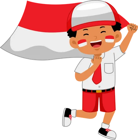 Meninos Comemoram O Dia Da Independencia Da Indonesia Ilustração