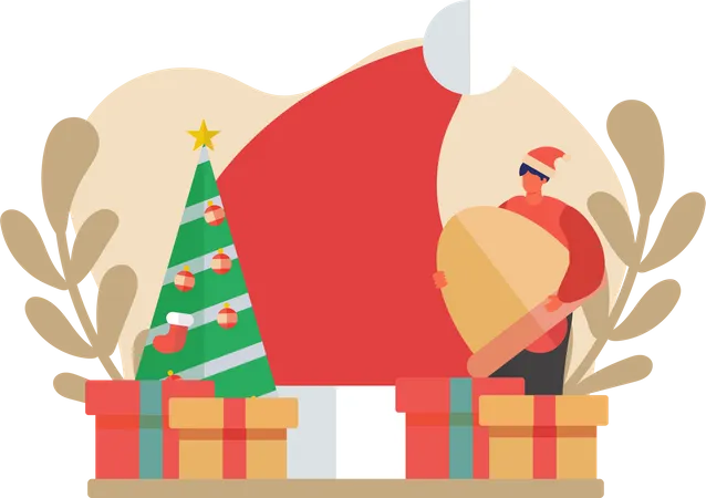 Menino comemora o natal  Ilustração