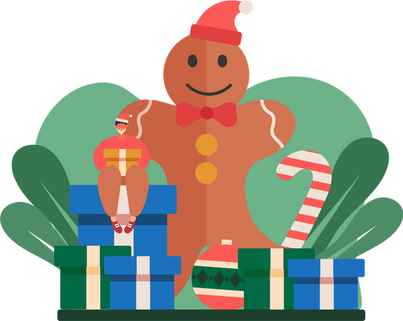 Menino comemora o natal  Ilustração