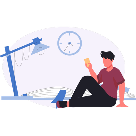 Menino chocado ao ver data do exame  Ilustração