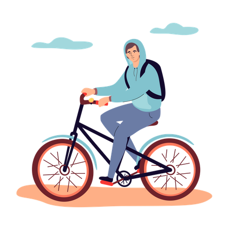 Menino andando de bicicleta  Ilustração