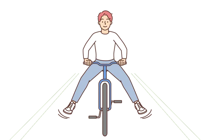 Menino andando de bicicleta  Ilustração