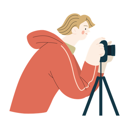 Menino clicando na foto com a câmera  Illustration