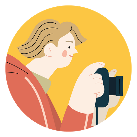 Menino clicando na foto com a câmera  Illustration