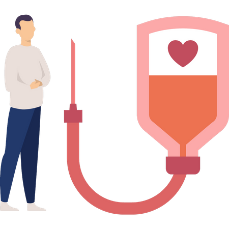 Menino coletando doação de sangue  Ilustração