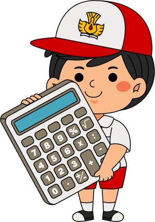 Menino com calculadora  Ilustração