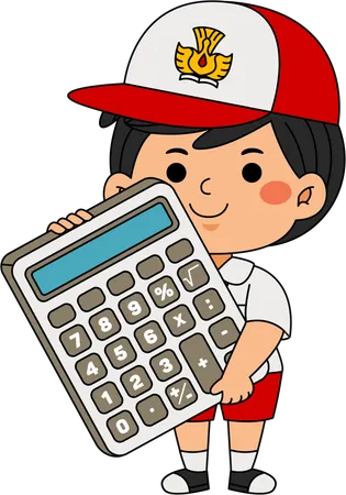 Menino com calculadora  Ilustração