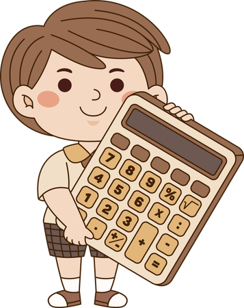 Menino com calculadora  Ilustração