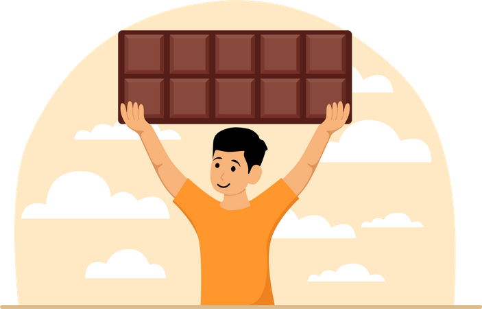 Menino com chocolate  Ilustração