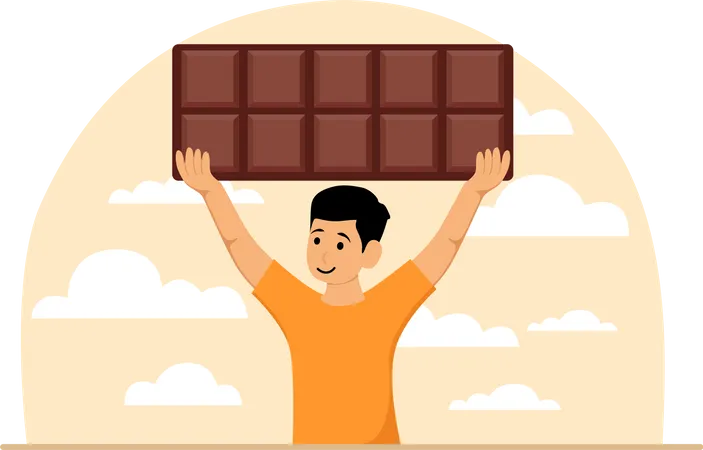 Menino com chocolate  Ilustração