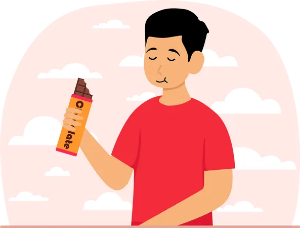 Menino com chocolate  Ilustração