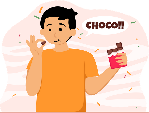 Menino com chocolate  Ilustração