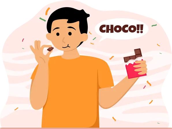 Menino com chocolate  Ilustração