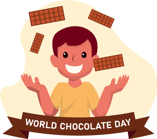 Menino com chocolate  Ilustração