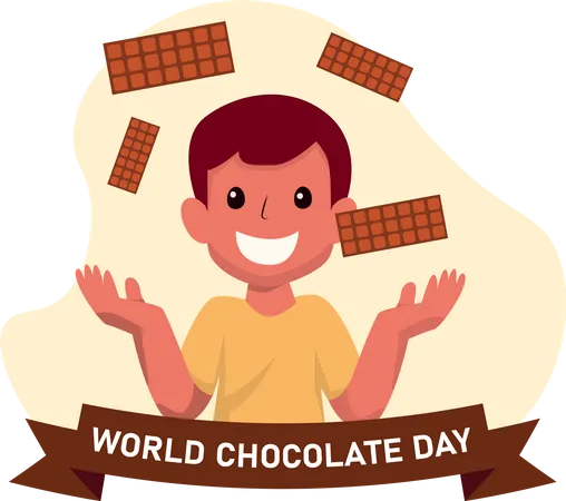 Menino com chocolate  Ilustração