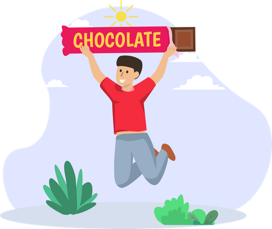 Menino com chocolate  Ilustração