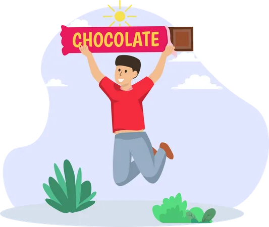 Menino com chocolate  Ilustração