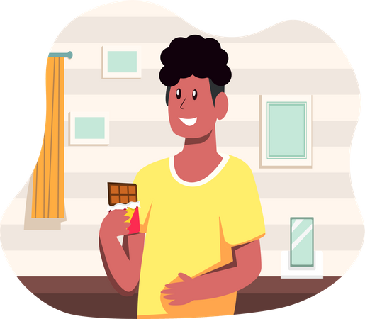 Menino com chocolate  Ilustração