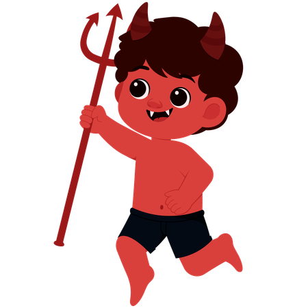 Menino com fantasia de diabo  Ilustração