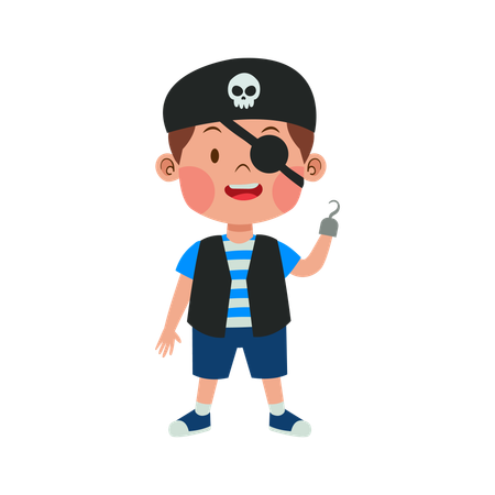 Menino fantasiado de pirata  Ilustração