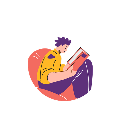 Menino com momento de leitura aconchegante  Ilustração