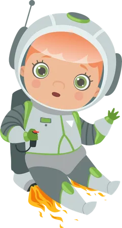 Criancas Astronauta Personagem De Desenho Animado Traje Espacial Infantil Ilustração