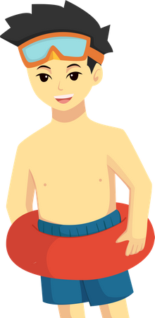 Menino com traje de banho  Ilustração