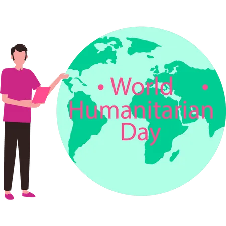 Menino comemorando o Dia Humanitário  Ilustração