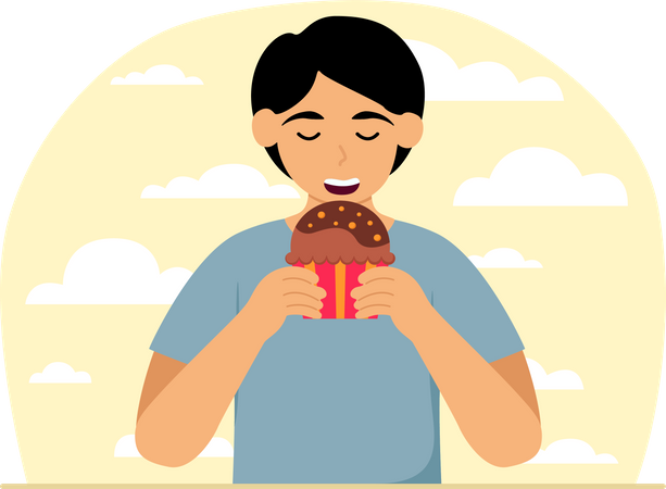 Menino comendo sorvete  Ilustração