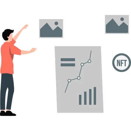 Menino definindo gráfico analítico  Illustration