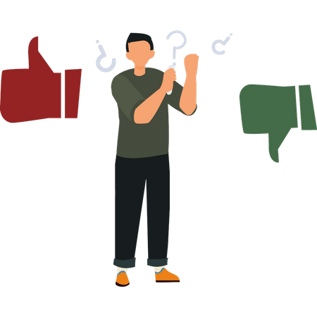 Menino confuso sobre o que gosta ou não gosta  Illustration