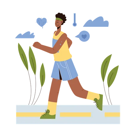 Menino correndo pela saúde do corpo  Ilustração
