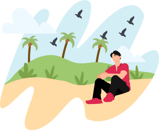 Menino de férias  Ilustração