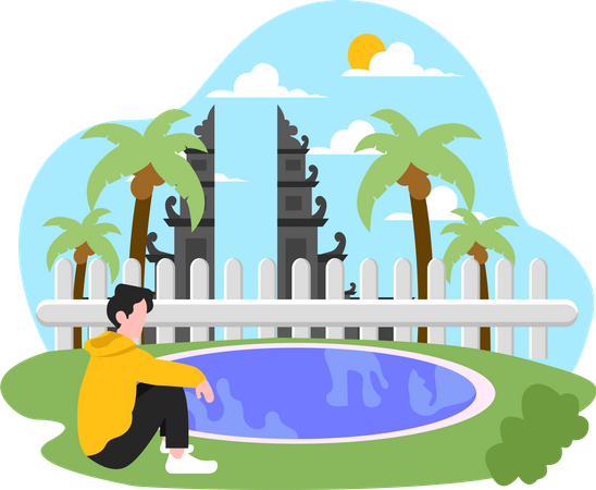 Menino de férias  Ilustração