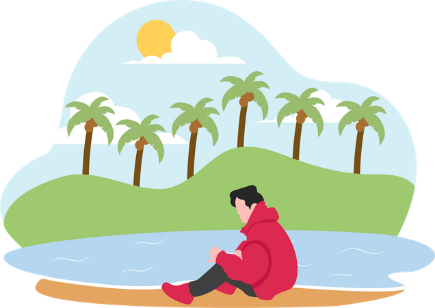 Menino de férias  Ilustração