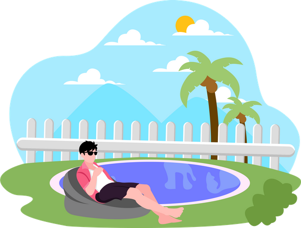 Menino de férias  Ilustração