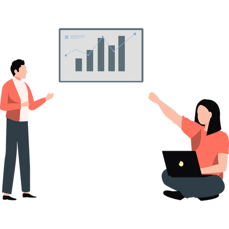 Menino definindo gráfico analítico  Illustration
