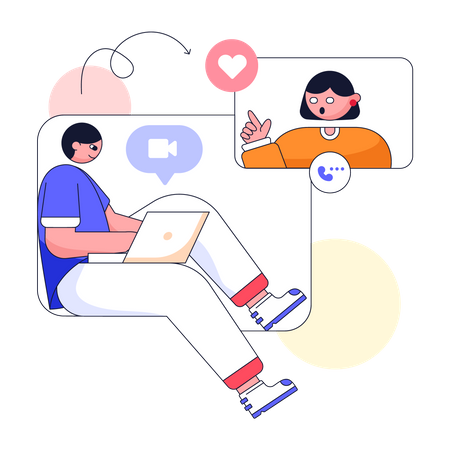 Menino e menina namorando online  Illustration