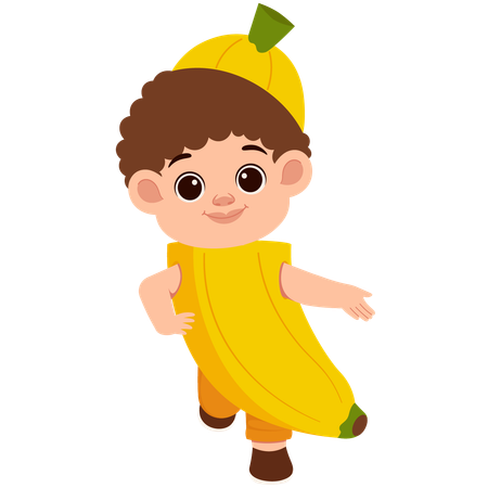 Menino fantasiado de banana  Ilustração