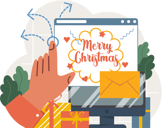 Menino envia e-mails de Natal  Ilustração