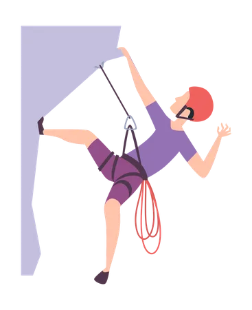 Garoto fazendo escalada  Ilustração