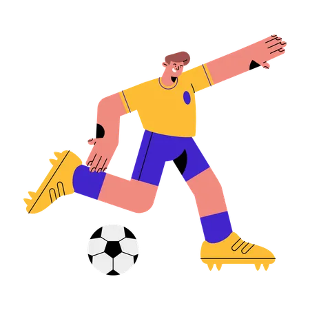 Menino esportista jogando futebol  Ilustração