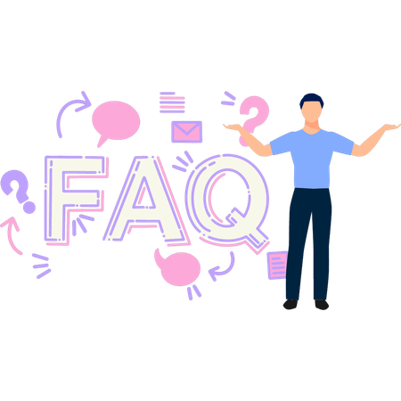 O menino está contando sobre as informações das FAQs  Illustration