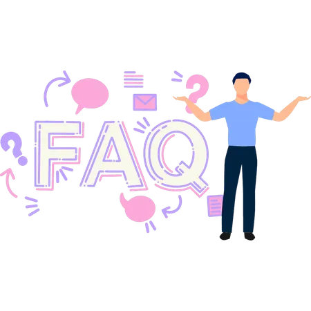 O menino está contando sobre as informações das FAQs  Illustration