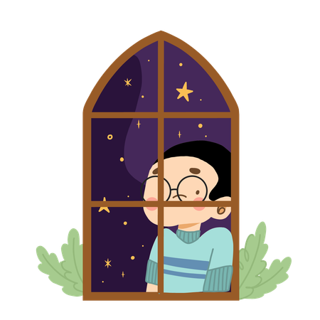 Menino está enfrentando noites sem dormir  Ilustração